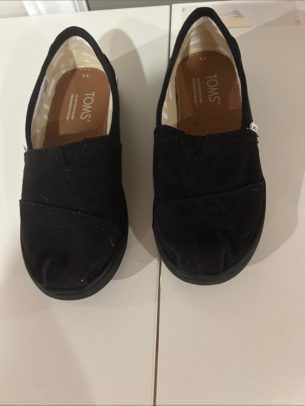 Toms Kids Black Canvas Slip-On Sneakers